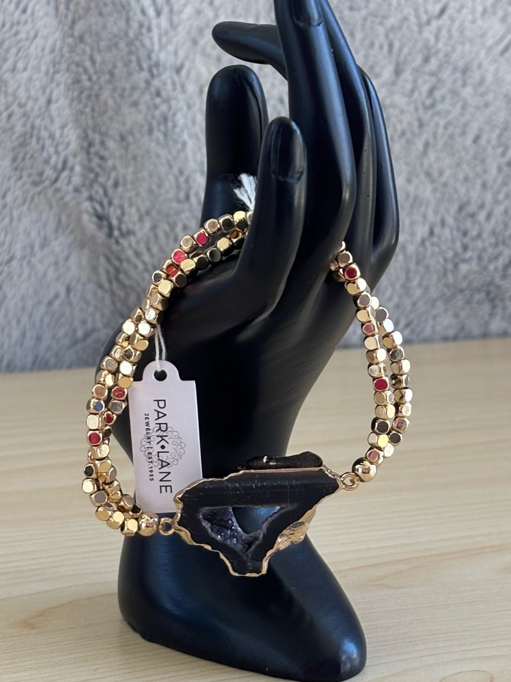 Park Lane Black Druzy Agate Gold Plated Bracelet